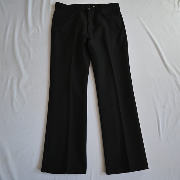 Vtg Levi's 38x32 Black Polyester Vtg 517 Bootcut 5 Pocket Mens‎ Pants - Picture 1 of 9